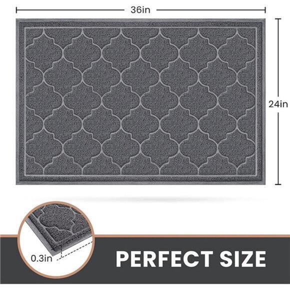 Door Mat Large 24x36 Inch Indoor Outdoor Doormat, Non-Slip, Grey - Picture 3 of 6